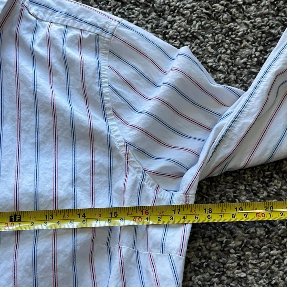 Share Vintage Abercrombie & Fitch Shirt Women L White Striped Long Sleeve Cotton - Picture 7 of 7